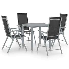 vidaXL 5 Piece Garden Dining Set Aluminium Silver and Black