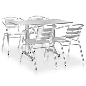 vidaXL 5 Piece Outdoor Dining Set Aluminium Silver