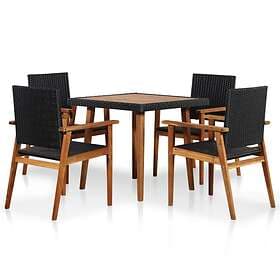 vidaXL 5 Piece Outdoor Dining Set Poly Rattan Black and Brown