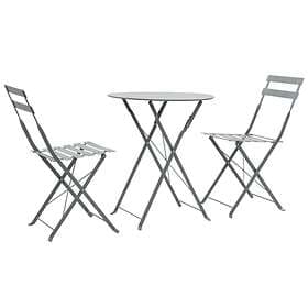 vidaXL 3 Piece Bistro Set Steel Grey