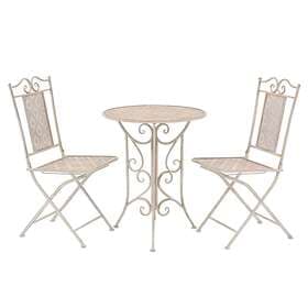 vidaXL 3 Piece Bistro Set Steel White