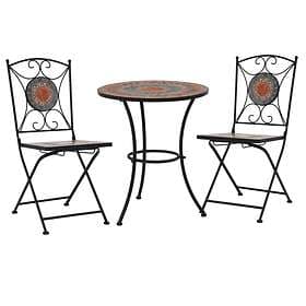 vidaXL 3 Piece Mosaic Bistro Set Ceramic Tile Orange/Grey