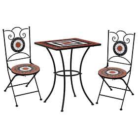 vidaXL 3 Piece Mosaic Bistro Set Ceramic Tile Terracotta and White