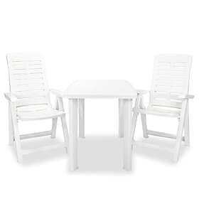 vidaXL 3 Piece Bistro Set Plastic White