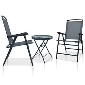 vidaXL 3 Piece Bistro Set Grey Steel