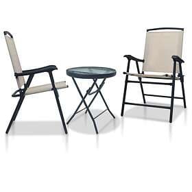 vidaXL 3 Piece Bistro Set Cream Steel