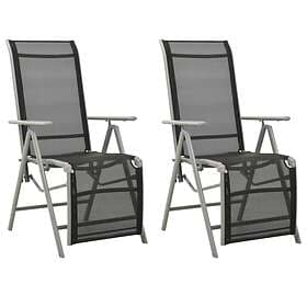 vidaXL Reclining Garden Chairs 2 pcs Textilene and Aluminium Silver