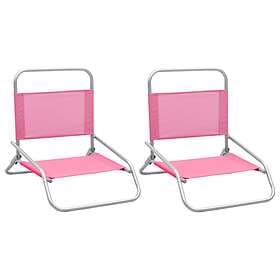 vidaXL Folding Beach Chairs 2 pcs Pink Fabric