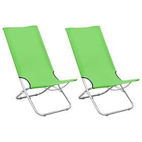 vidaXL Folding Beach Chairs 2 pcs Green Fabric