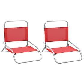 vidaXL Folding Beach Chairs 2 pcs Red Fabric