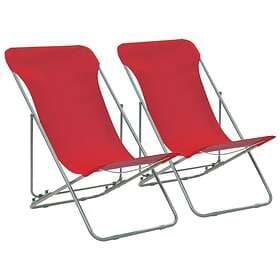 vidaXL Folding Beach Chairs 2 pcs Steel and Oxford Fabric Red