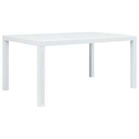 vidaXL Garden Table White 150x90x72 cm Plastic Rattan Look