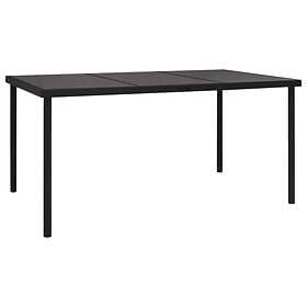 vidaXL Garden Table with Glass Tabletop Black 150x90x74 cm Steel