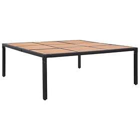 vidaXL Garden Table Black 200x200x74 cm Poly Rattan and Acacia Wood