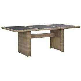 vidaXL Garden Dining Table Brown 200x100x74 cm Glass and Poly Rattan