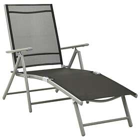 vidaXL Folding Sun Lounger Textilene and Aluminium Black Silver