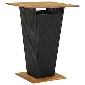 vidaXL Bar Table Black 80x80x110 cm Poly Rattan and Solid Acacia Wood