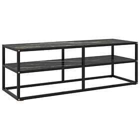 vidaXL TV Cabinet Black with Marble Glass 120x40x40 cm