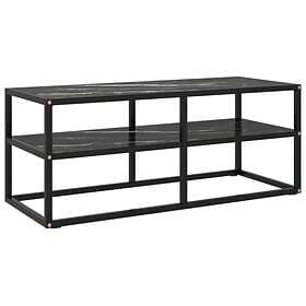 vidaXL TV Cabinet Black with Marble Glass 100x40x40 cm