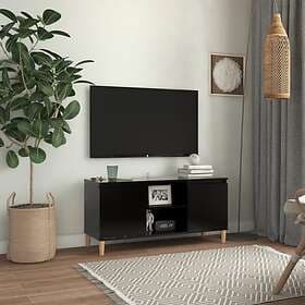 vidaXL TV Cabinet with Solid Wood Legs Black 103.5x35x50 cm