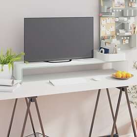 vidaXL TV Stand/Monitor Riser Glass White 100x30x13 cm