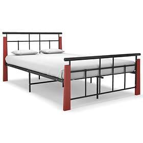 vidaXL Bed Frame Metal and Solid Oak Wood 120x200 cm