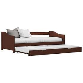 vidaXL Pull-out Sofa Bed Frame Dark Brown Pinewood 90x200 cm