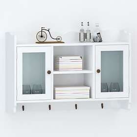 vidaXL White MDF Wall Cabinet Display Shelf Book/DVD/Glass Storage