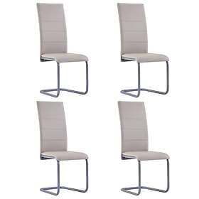 vidaXL Cantilever Dining Chairs 4 pcs Cappuccino Faux Leather