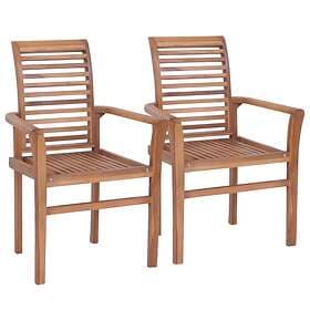 vidaXL Stacking Dining Chairs 2 pcs Solid Teak