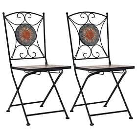 vidaXL Mosaic Bistro Chairs 2 pcs Orange/Grey