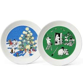 Arabia Mumin Drawing & Christmas Tallerken Ø19cm 2-pack