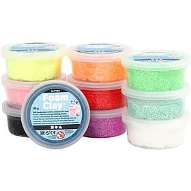 Foam Clay Glitter Mixade Färger Pärllera 10x35g