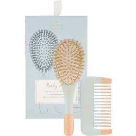 Bachca Baby Kit Brush 100% boar small size wooden comb Blue