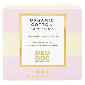 DeoDoc Organic Super Cotton Tampoons Without Applicator (18-pack)