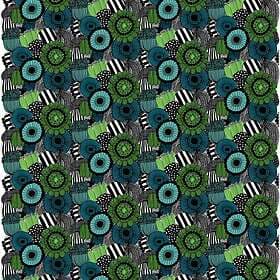 Marimekko Pieni Siirtolapuutarha Tyg Blå-Grön (Finland 100 År) 145cm