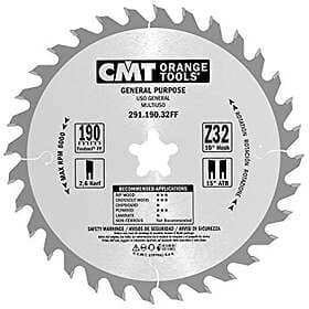 CMT Sågklinga för trä 291; 190x2.6x20; Z32; 10°