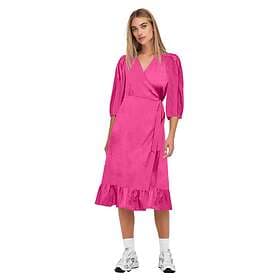 Only Olivia Wrap Midi 3/4 Sleeve Dress Rosa M Kvinna