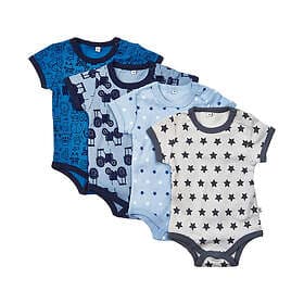 Pippi Baby Body K/Ä 4-pack Blue/Ljusblå m. Mönster 50 Baby Body K/Ä