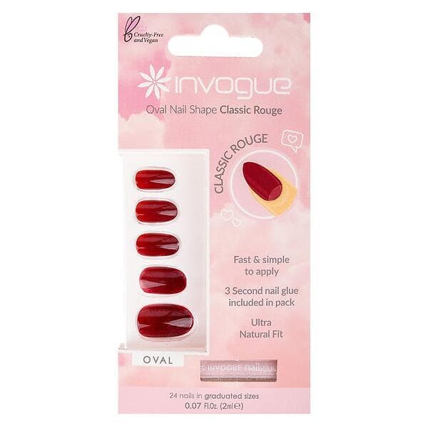 Invogue Classic Oval Nails Jet Black 24 st