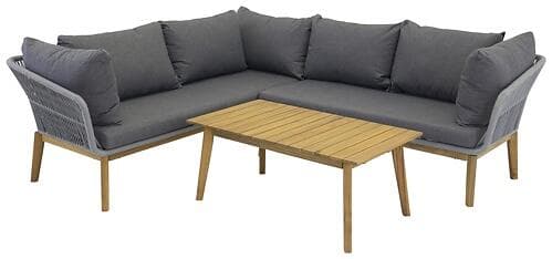 Venture Design Loungegrupp Chania Utomhus corner sofa Grå / grå dyna akacia 9329