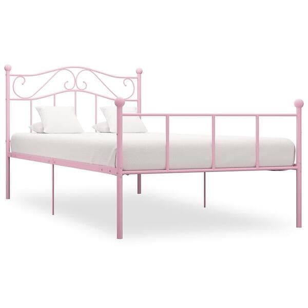 vidaXL Seng Ramme rosa metall 90x200 cm