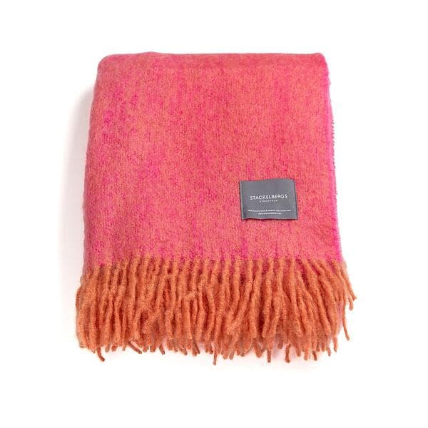 Stackelbergs Mohair pläd orange & pion melange