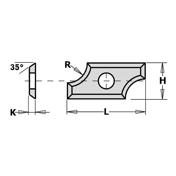 CMT Hyvelkniv 790.050.00; 19.5x9x,1.5 mm; R5; HWM; 1 st.