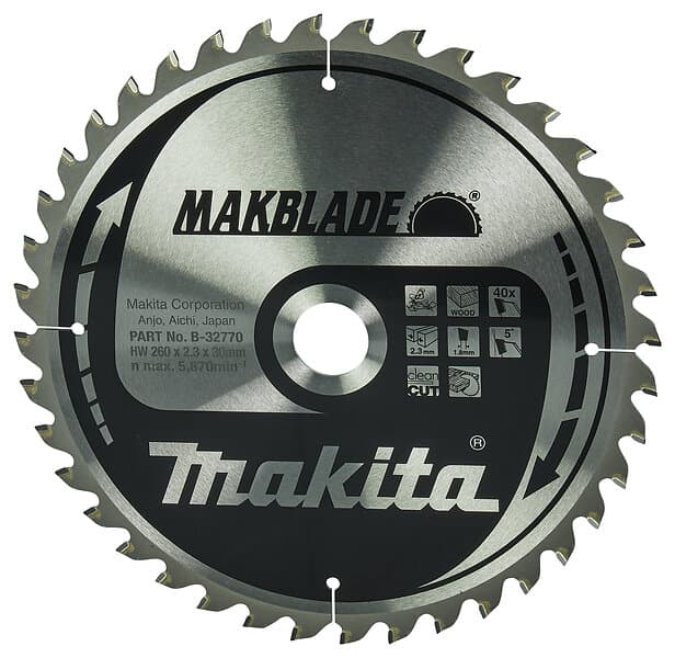 Makita Sågklinga B-32770; 260x30 mm; Z40; 5°