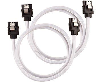 Corsair Premium sleeved SATA I, 0.6 m, 2-pack,white