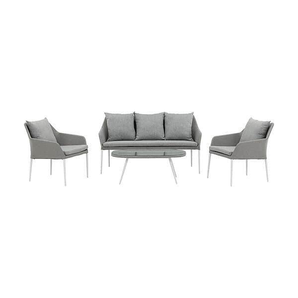 Venture Design Loungegrupp Sofia med Glasbord och Dynor Spoga Sofa Set- White / 