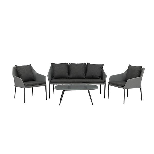 Venture Design Loungegrupp Sofia med Glasbord och Dynor Spoga, Sofa Set, Black, 