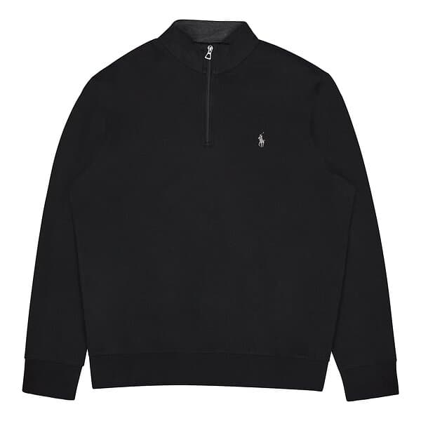 Ralph Lauren Polo Luxury Jersey Quarter Zip Pull Polo Black/c9684