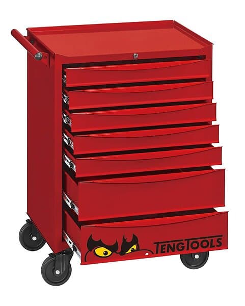 Teng Tools Tool Trolley TCMM277EV with 7 drawers och 277 verktyg, röd